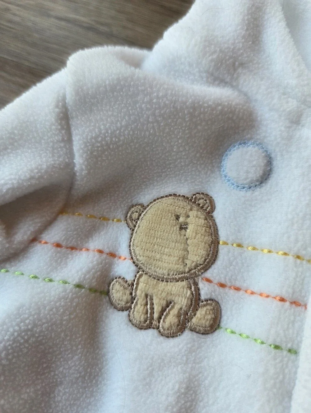 Vintage Carters Baby Boys White Fleece Hooded Jacket with Animal Appliques